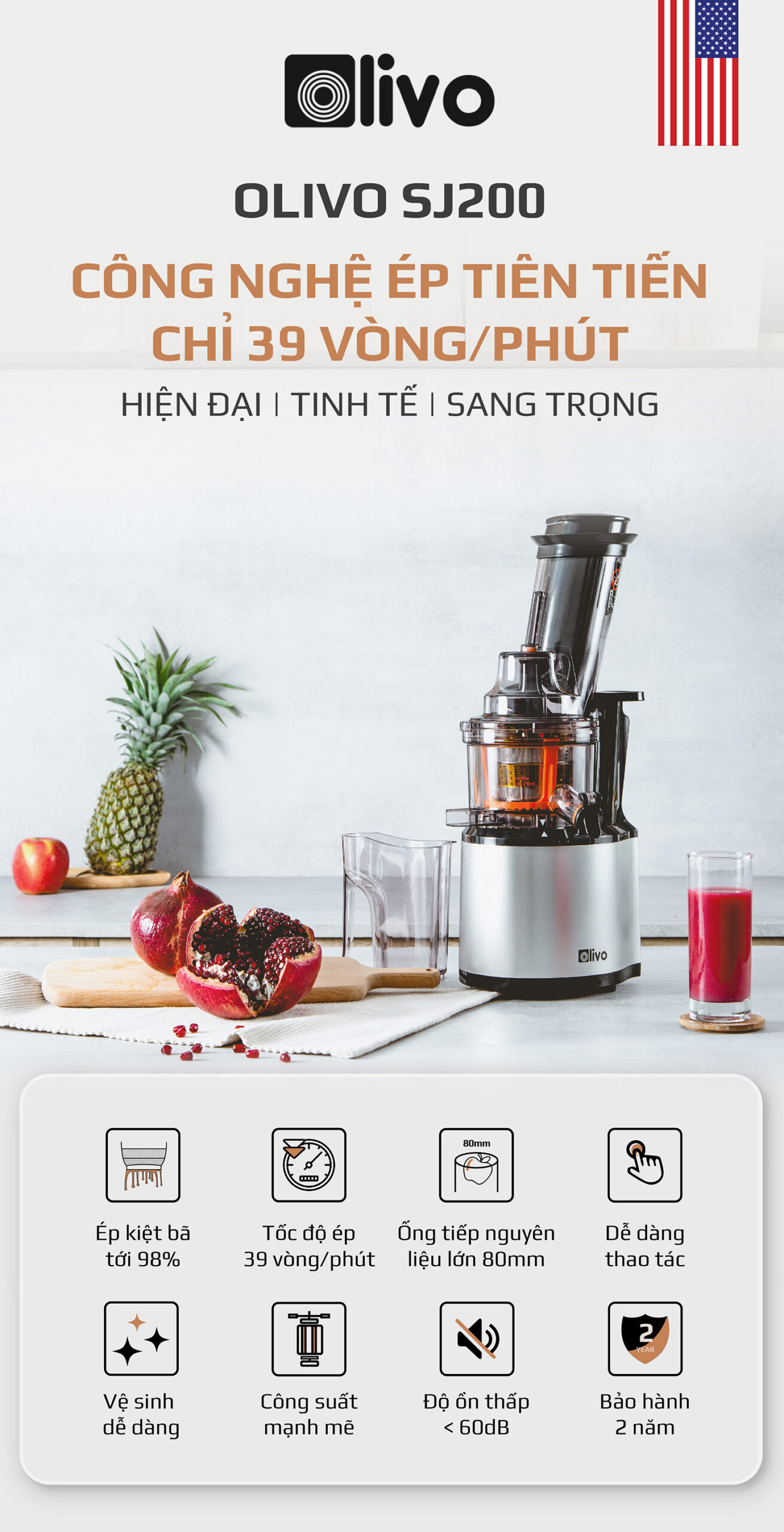 Máy Ép Chậm OLIVO SJ200