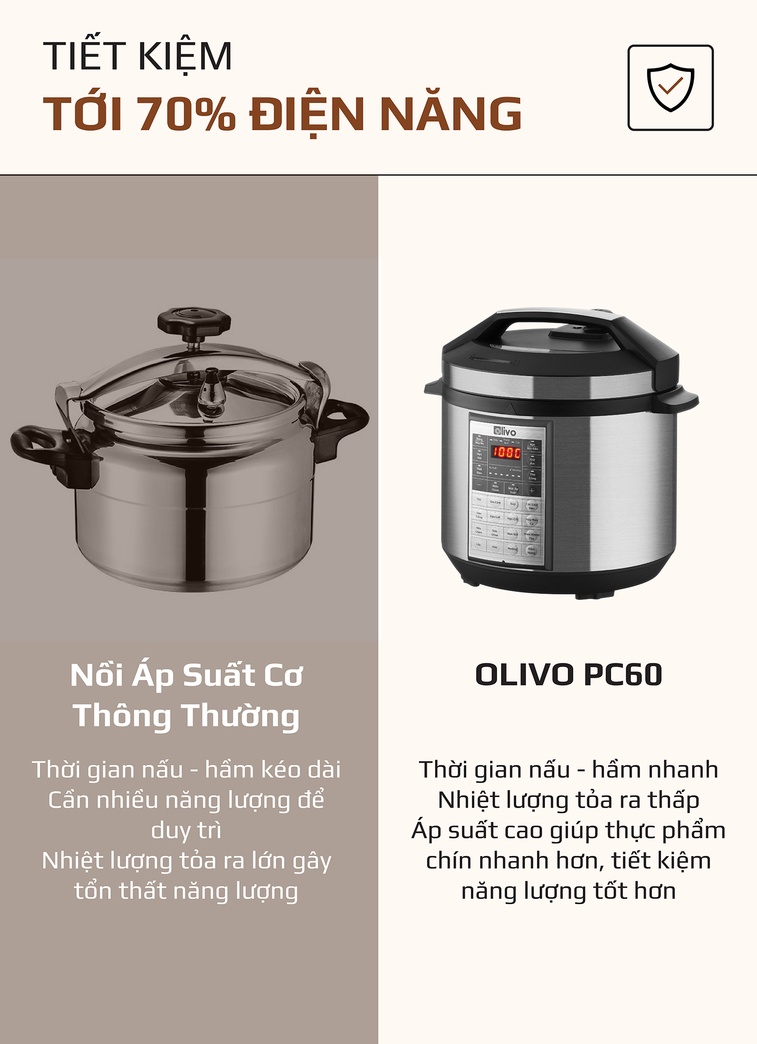 Nồi Áp Suất Điện Đa Năng OLIVO PC60