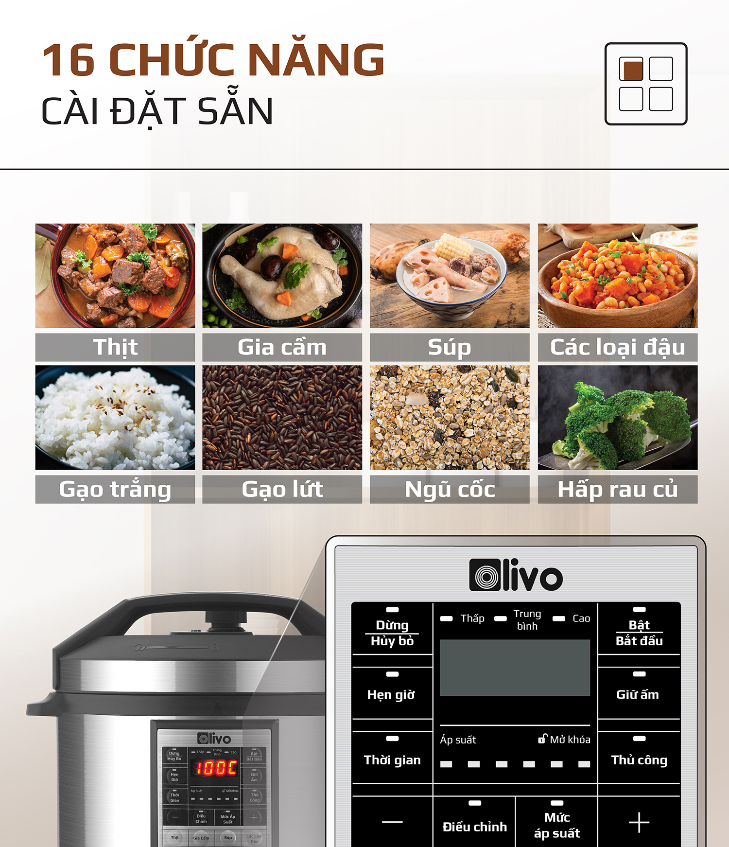 Nồi Áp Suất Điện Đa Năng OLIVO PC60