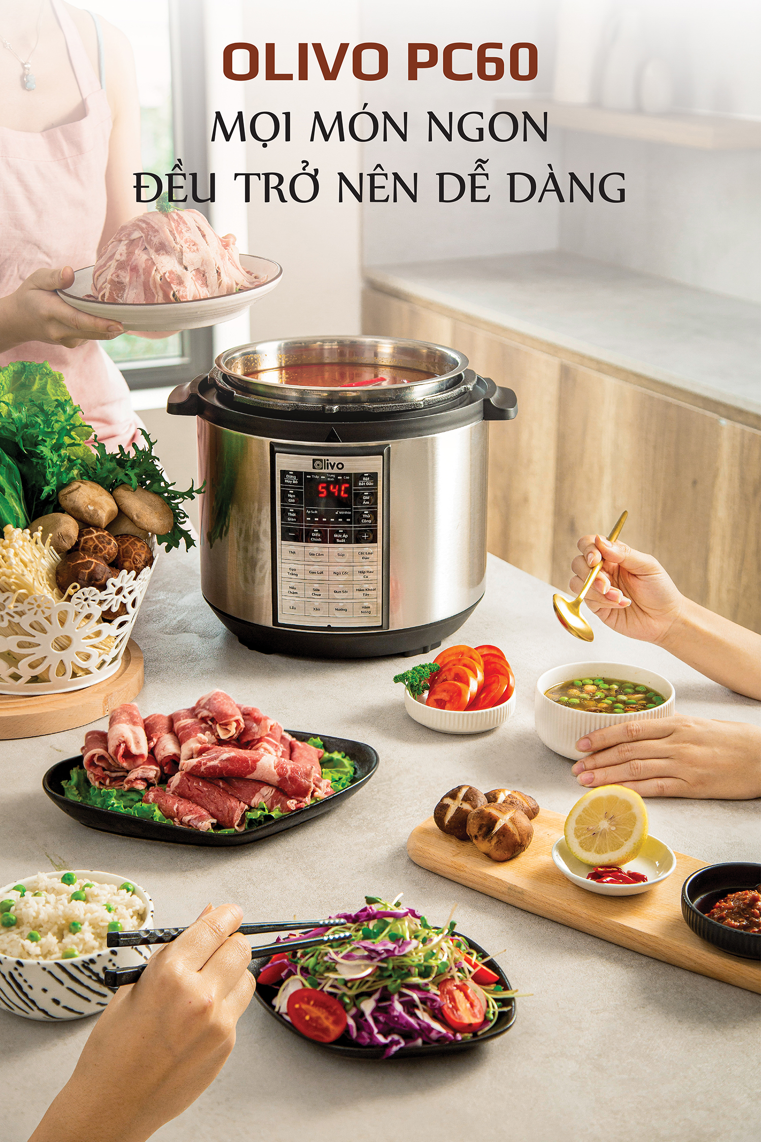 Nồi Áp Suất Điện Đa Năng OLIVO PC60