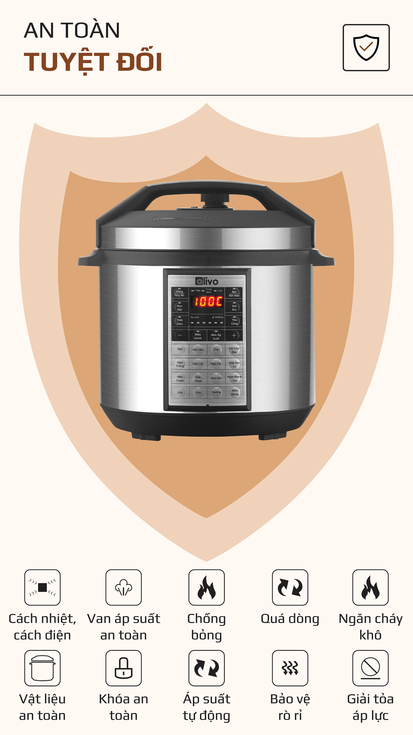 Nồi Áp Suất Điện Đa Năng OLIVO PC60