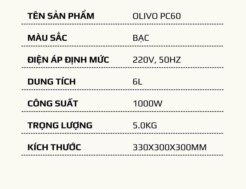 Nồi Áp Suất Điện Đa Năng OLIVO PC60