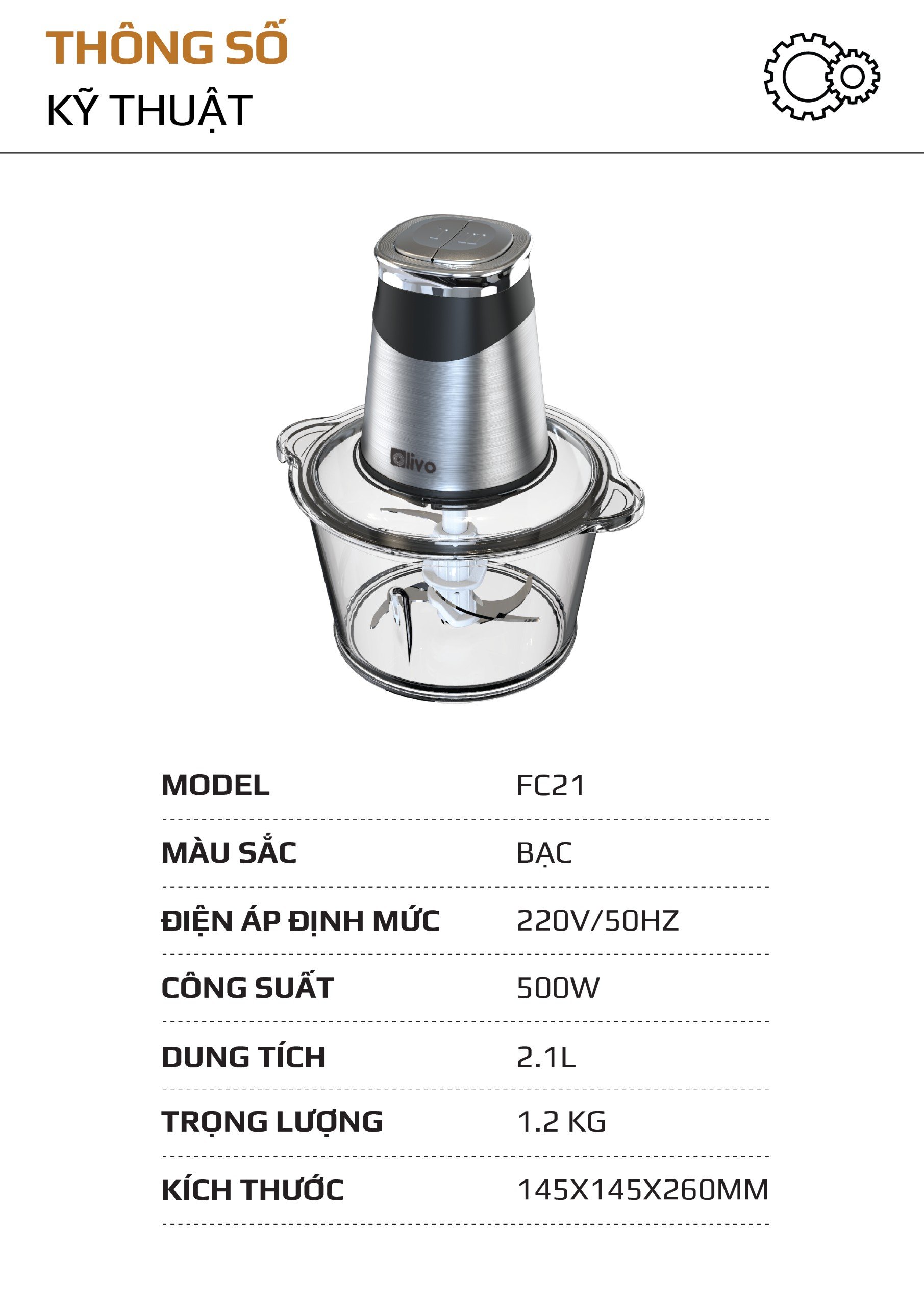 Máy Xay Thực Phẩm Đa Năng OLIVO FC21