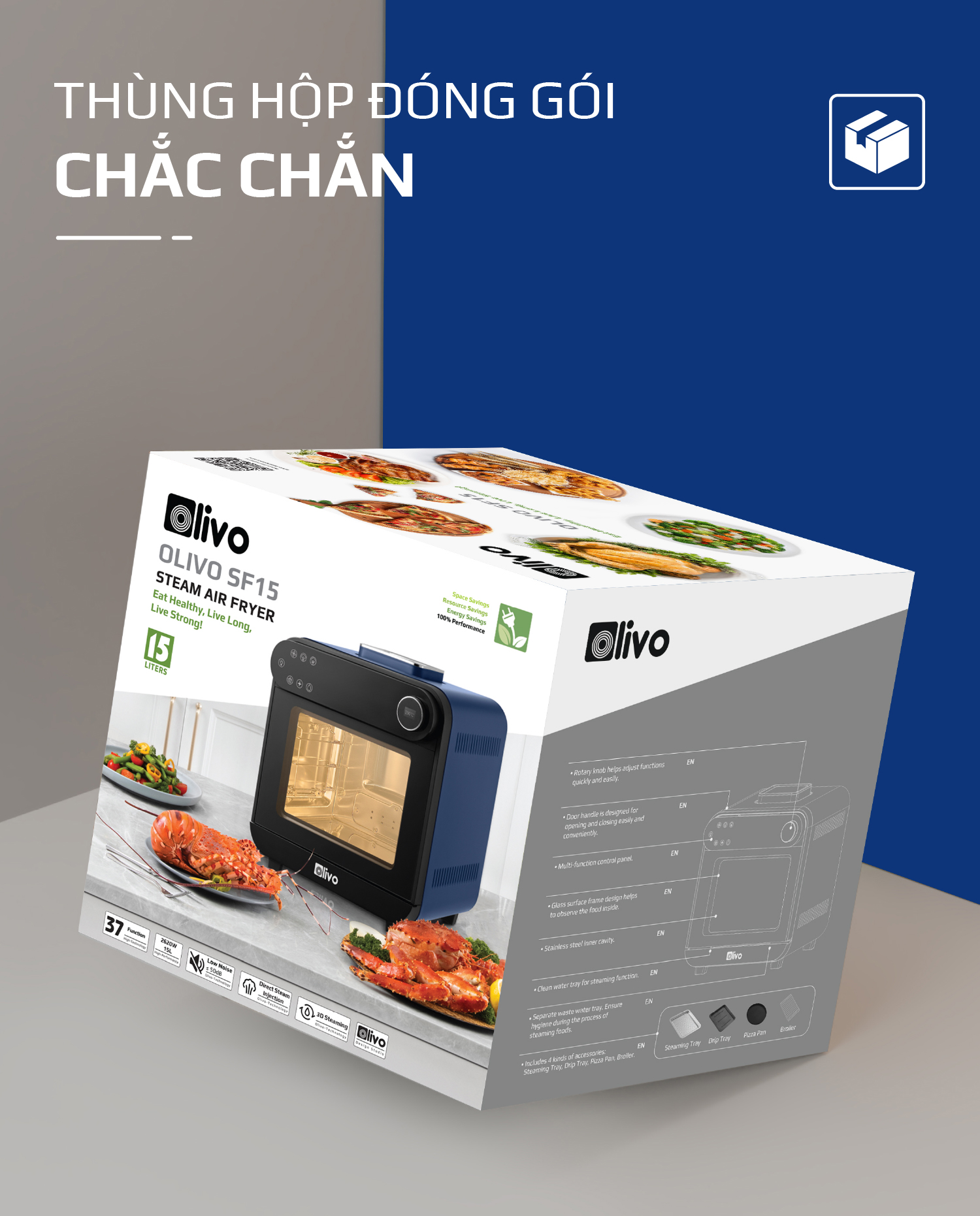 Nồi chiên hơi nước olivo sf15-19