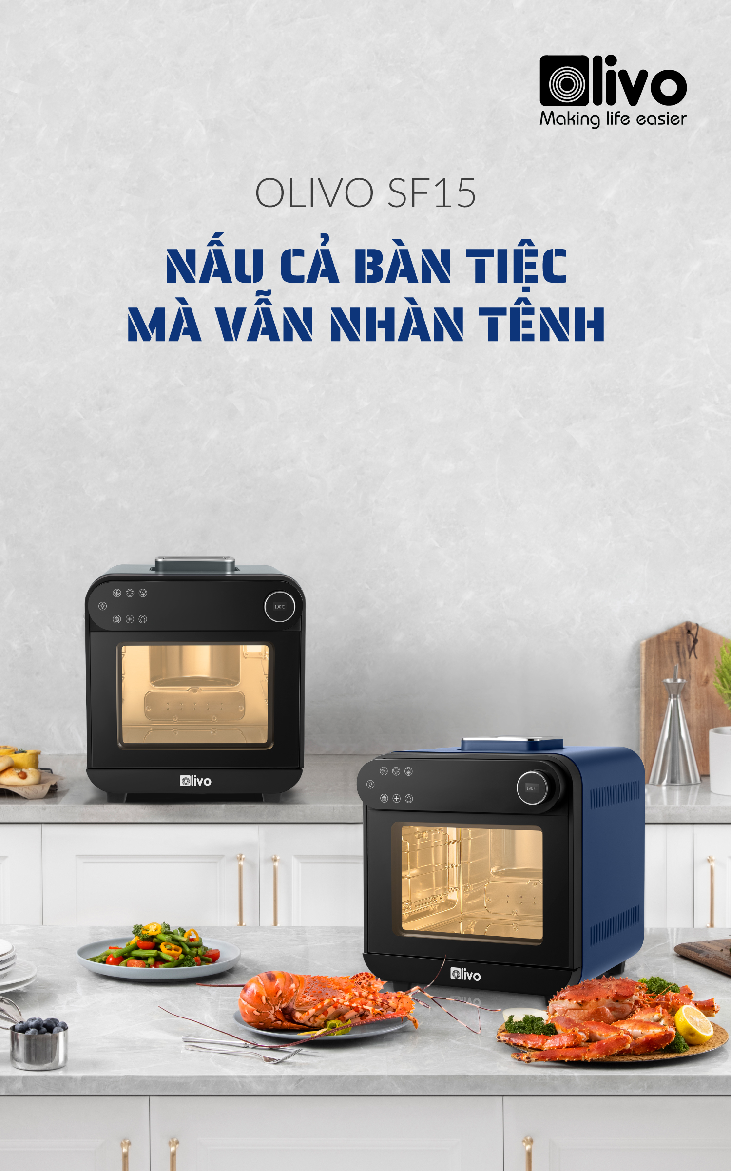 Nồi chiên hơi nước olivo sf15-9