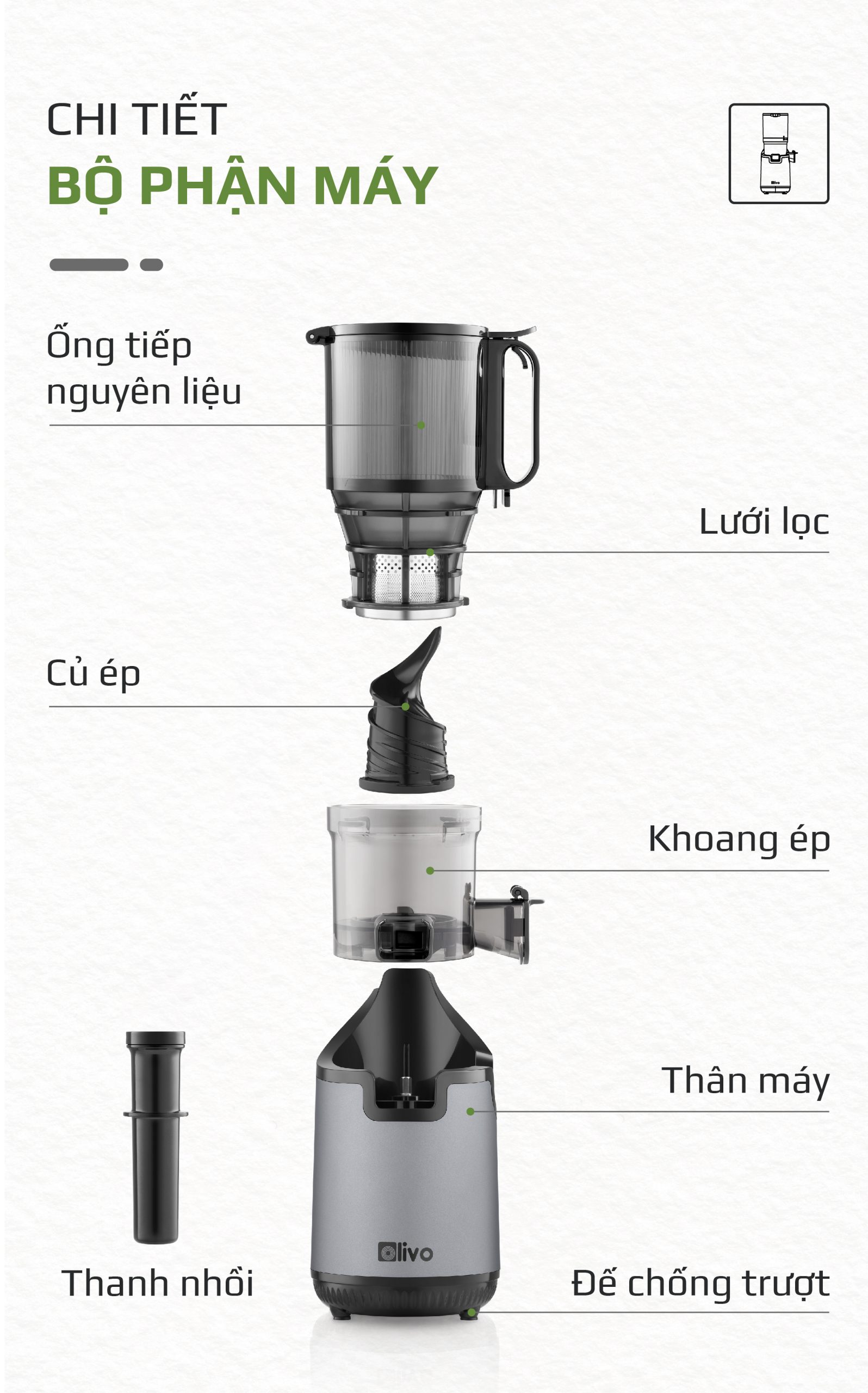 Máy Ép Chậm OLIVO SJ196