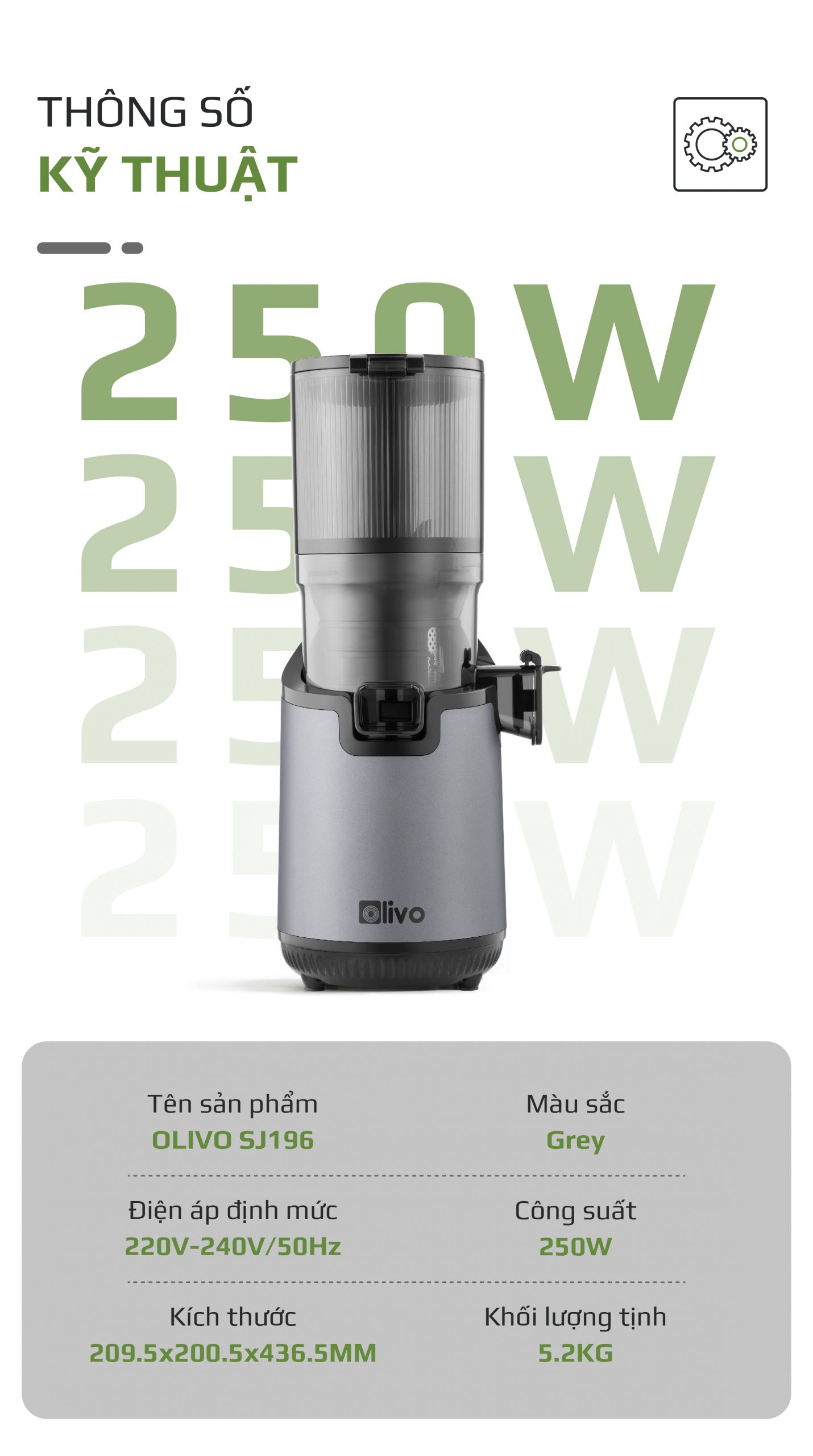 Máy Ép Chậm OLIVO SJ196