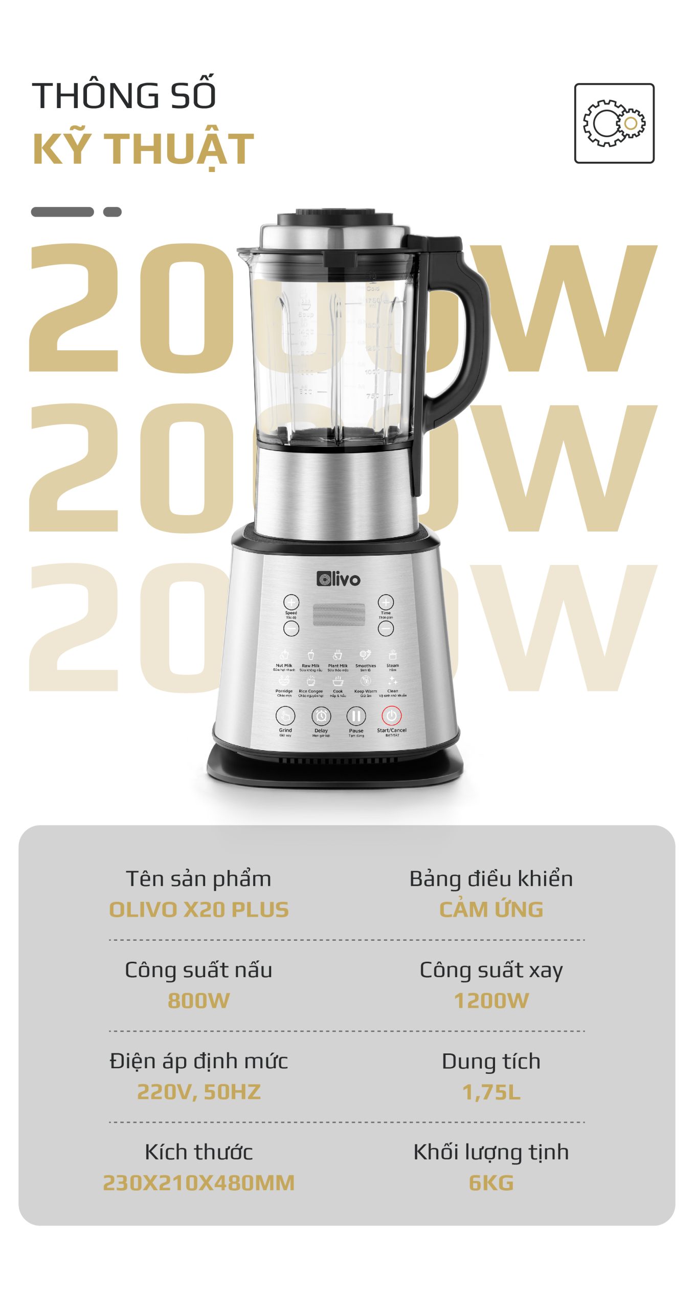 Máy Làm Sữa Hạt OLIVO X20 PLUS