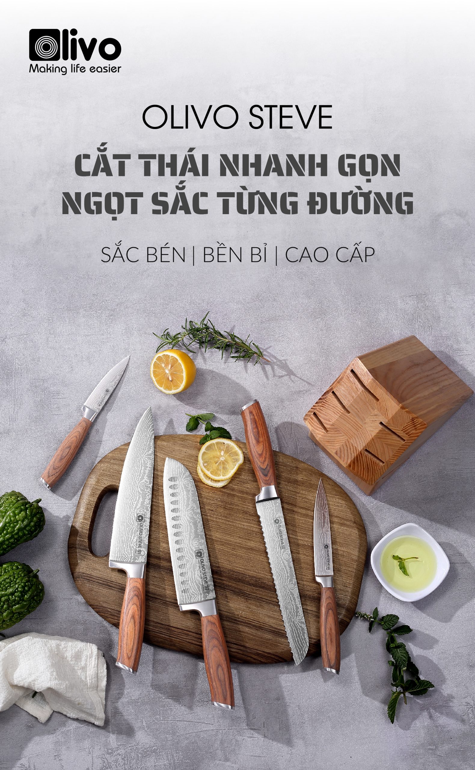 Bộ Dao 4 Món OLIVO STEVE