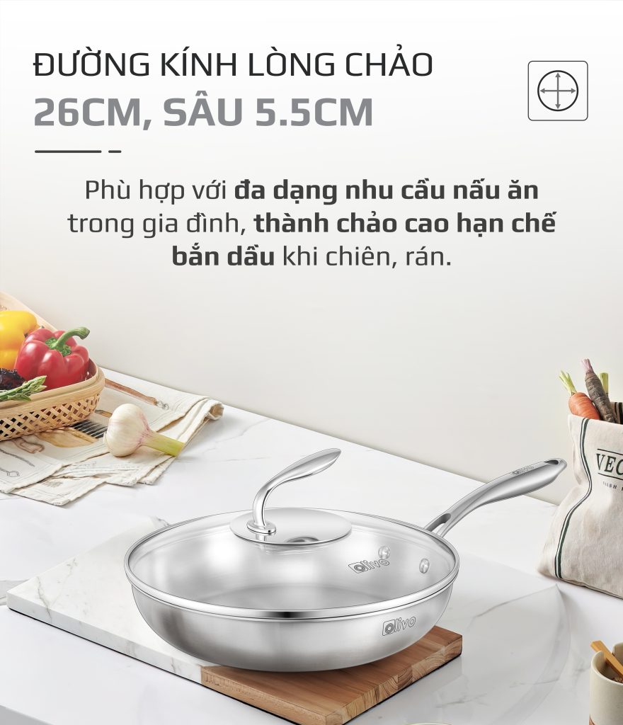 CHẢO INOX OLIVO STEVE 2655
