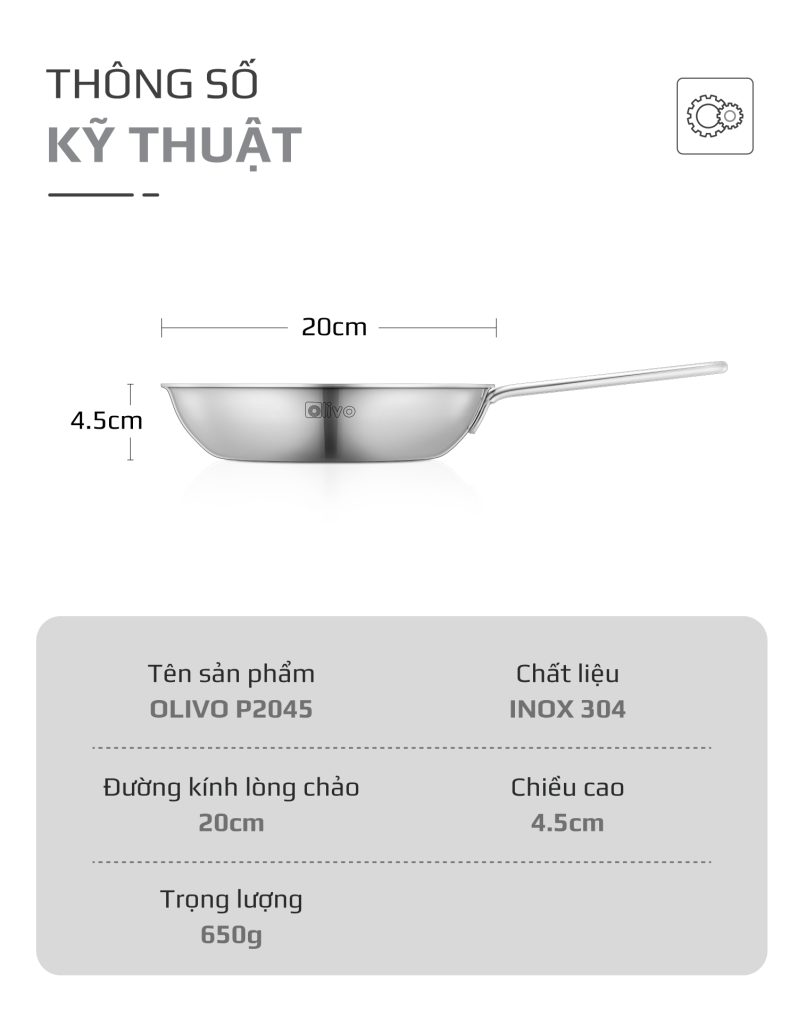 CHẢO INOX OLIVO P2045