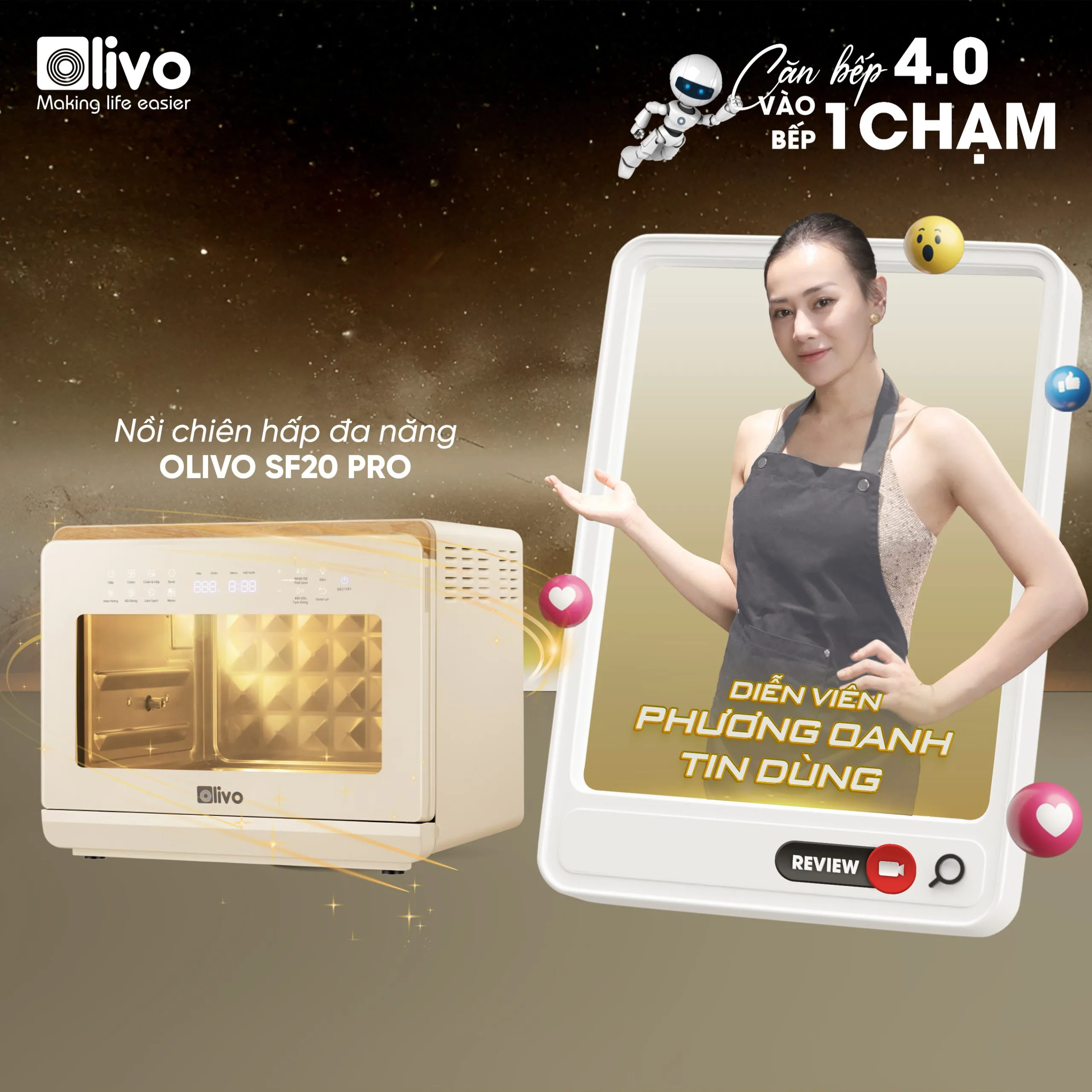 Nồi Chiên Hấp Đa Năng OLIVO SF20 PRO