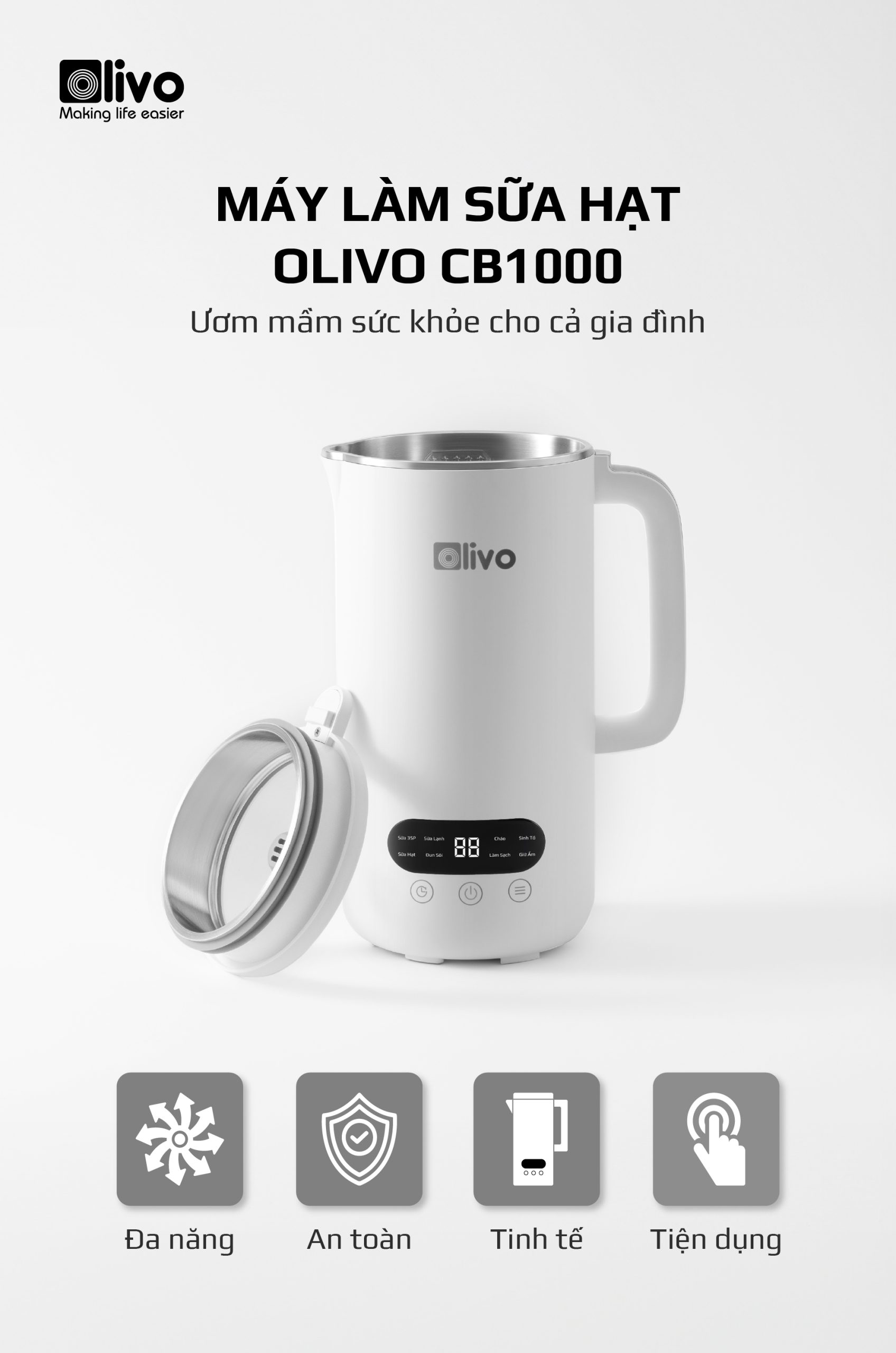 Máy Làm Sữa Hạt OLIVO CB1000
