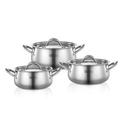 Bộ Nồi Inox OLIVO Chef’s Premium – Bộ 3 Nồi – Đa Dạng Kích Thước – Đáy Kép Liền Khối – Nắp Kính Cường Lực – Nấu Được Trên Mọi Loại Bếp