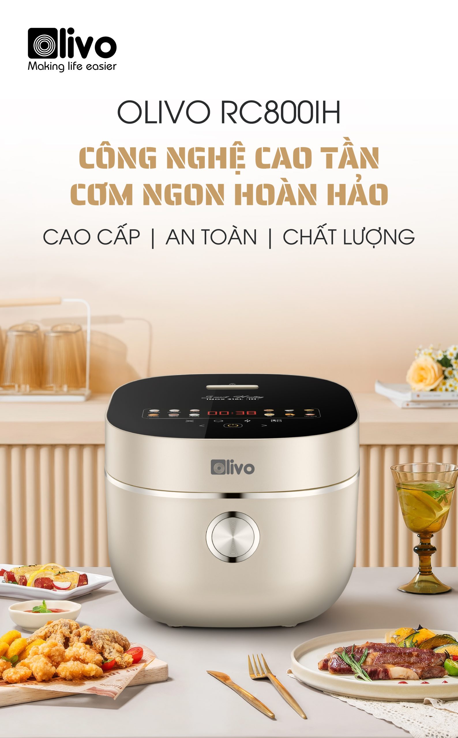 Nồi Cơm Điện Cao Tần OLIVO RC800IH