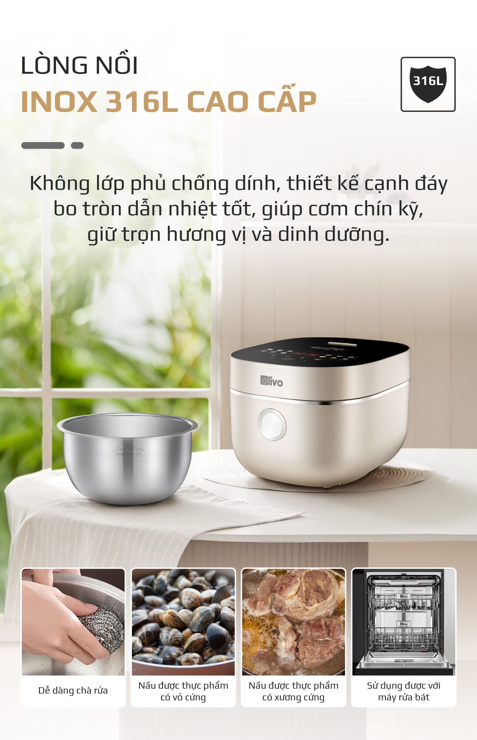 Nồi Cơm Điện Cao Tần OLIVO RC800IH