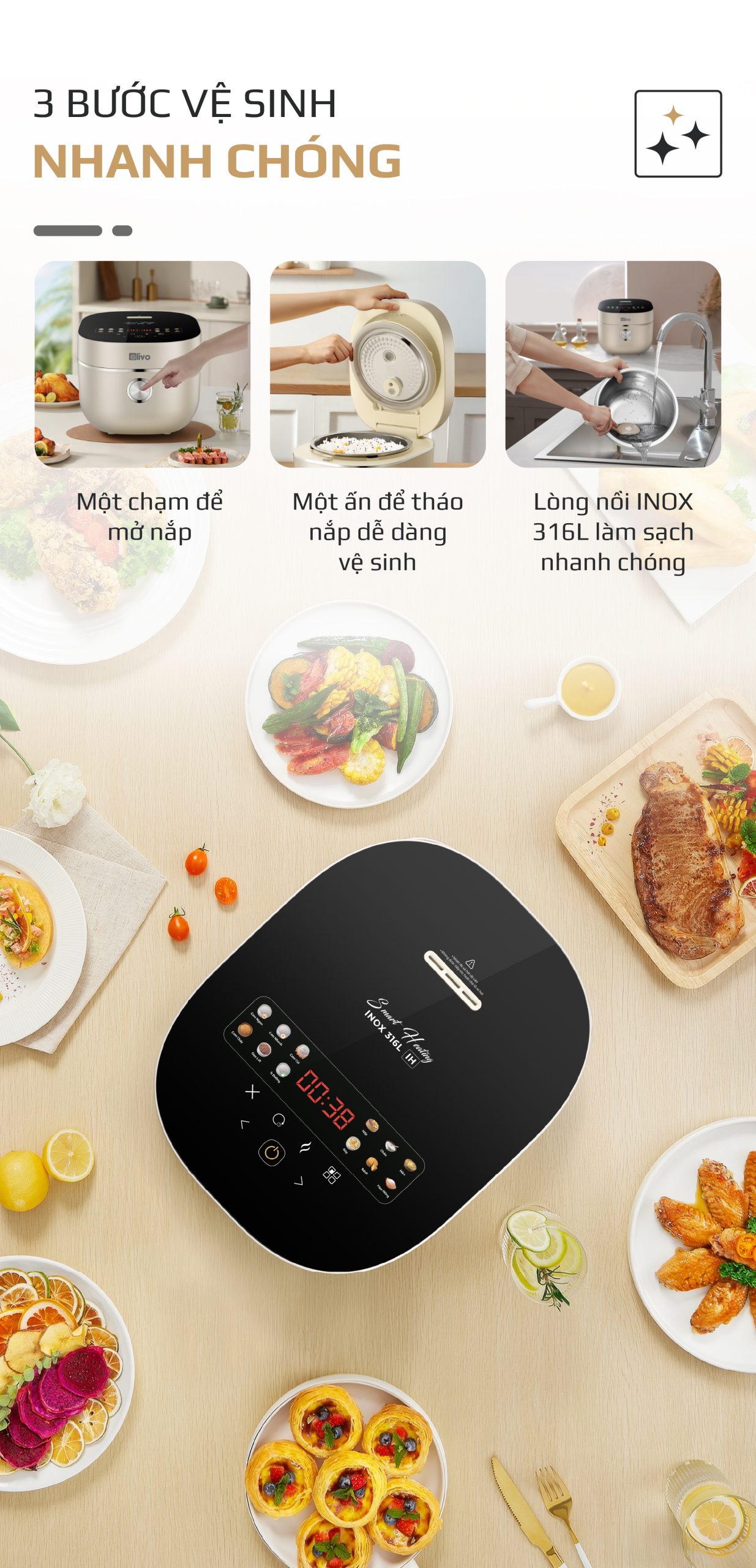 Nồi Cơm Điện Cao Tần OLIVO RC800IH