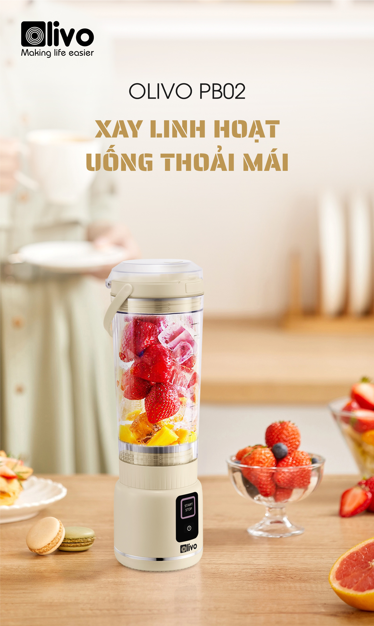 Máy Xay Sinh Tố Cầm Tay OLIVO PB02