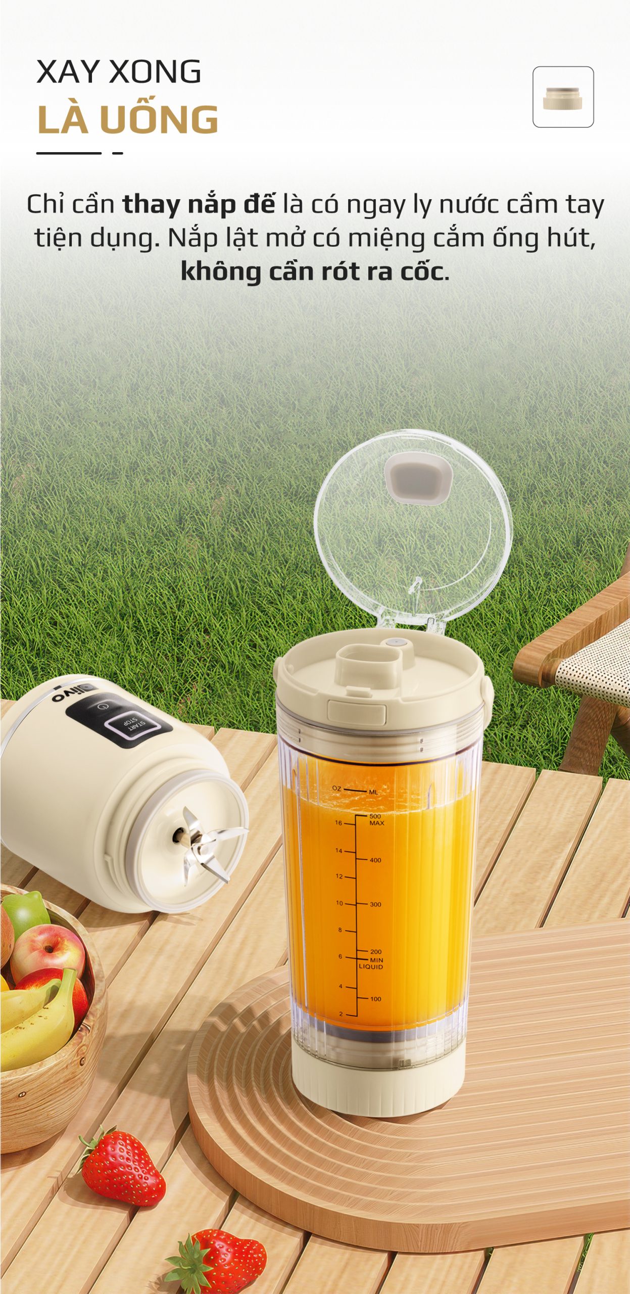 Máy Xay Sinh Tố Cầm Tay OLIVO PB02