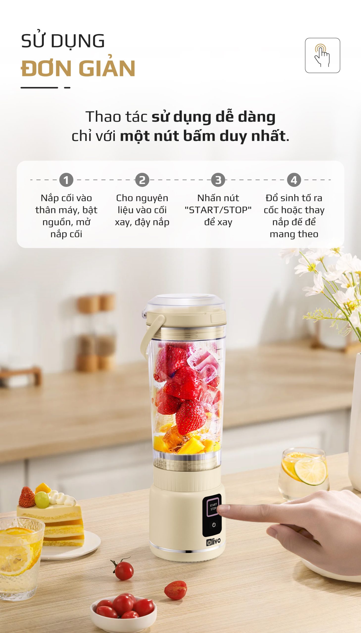 Máy Xay Sinh Tố Cầm Tay OLIVO PB02